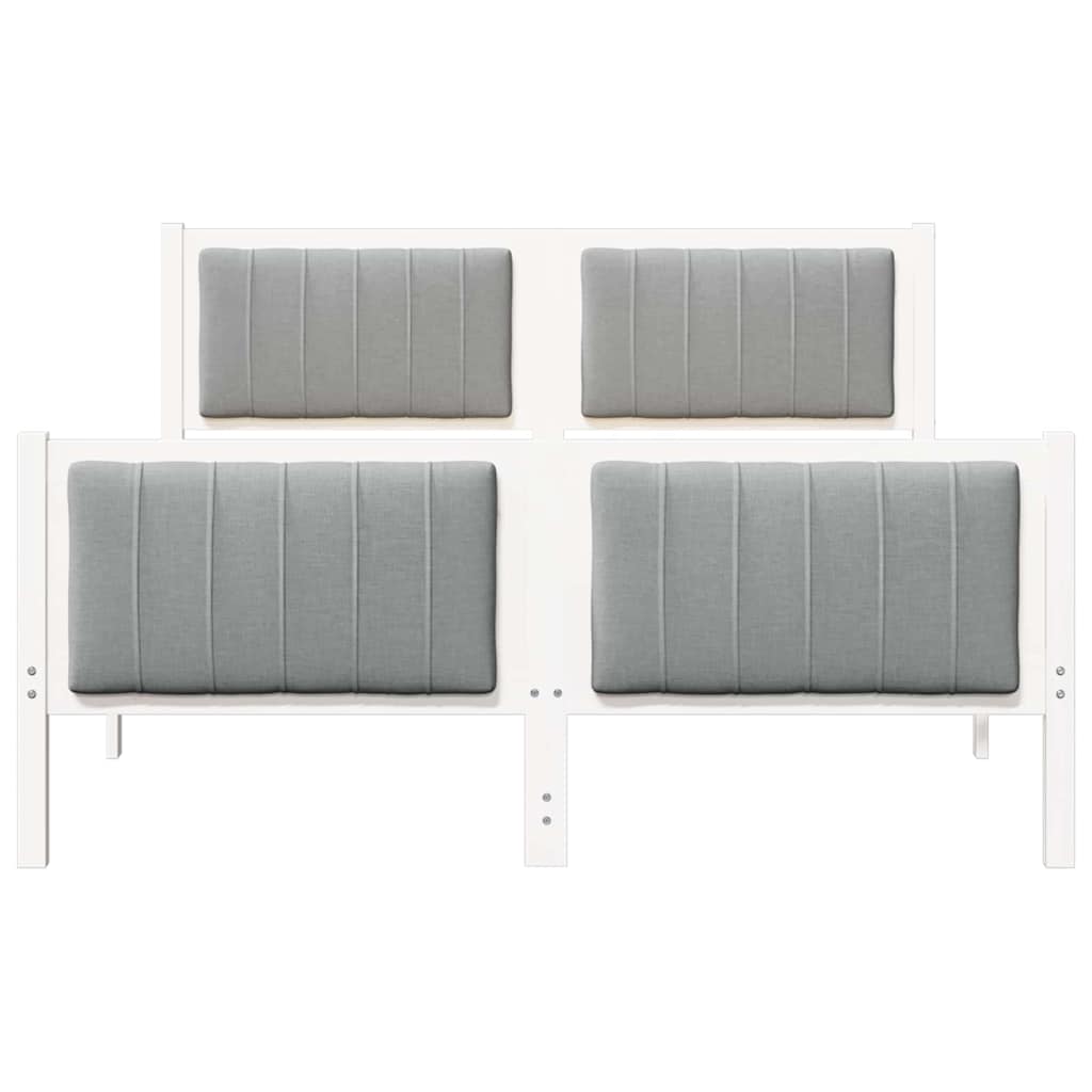 Bettgestell Weiß und Hellgrau 135 x 190 cm Massivholz Kiefer